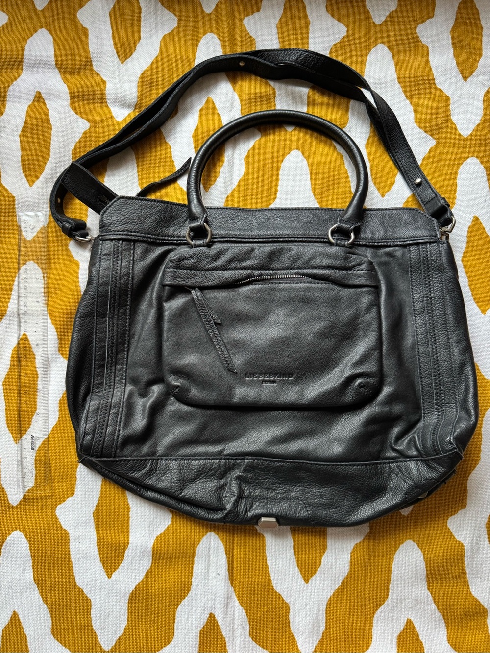 Liebeskind Black Leather Shoulder Bag with Top Handles